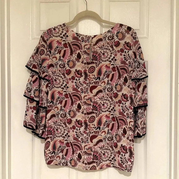 Loft Pink Paisley Top w/Tiered Sleeves - Picture 2 of 7